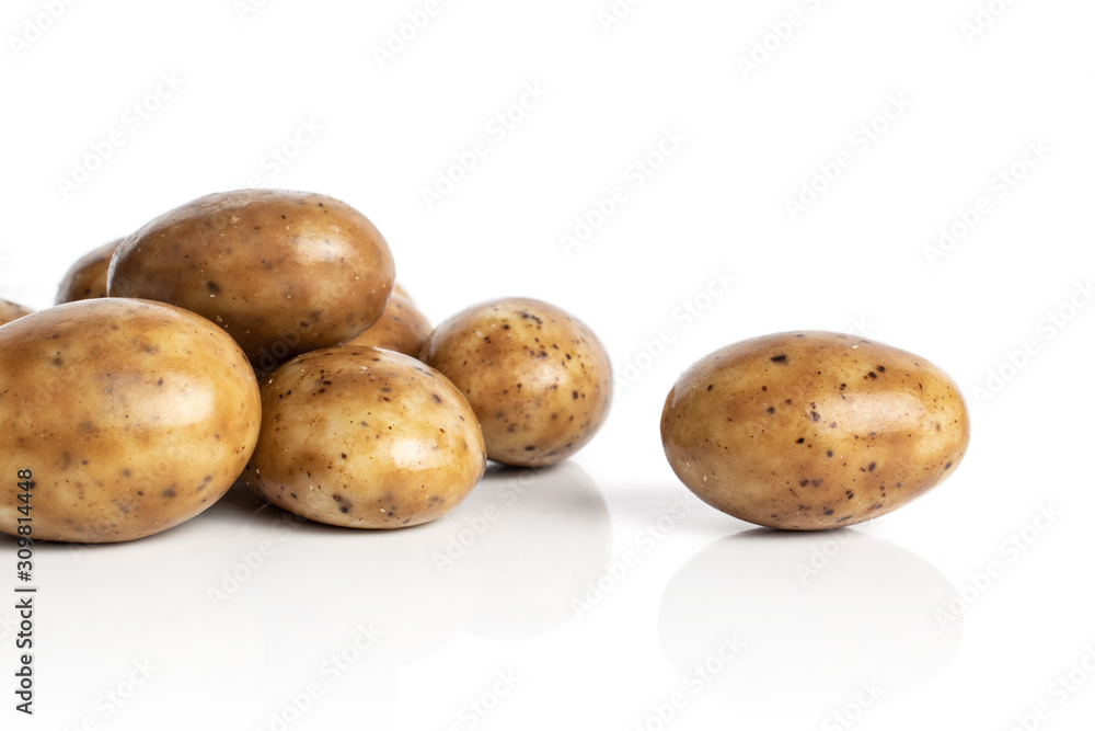 Group of five whole tiramisu brown almond nut isolated on white background Group of five whole tiramisu brown almond nut isolated on white background