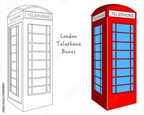 Phone booth Outline stock vector. Illustration of british - 51245849