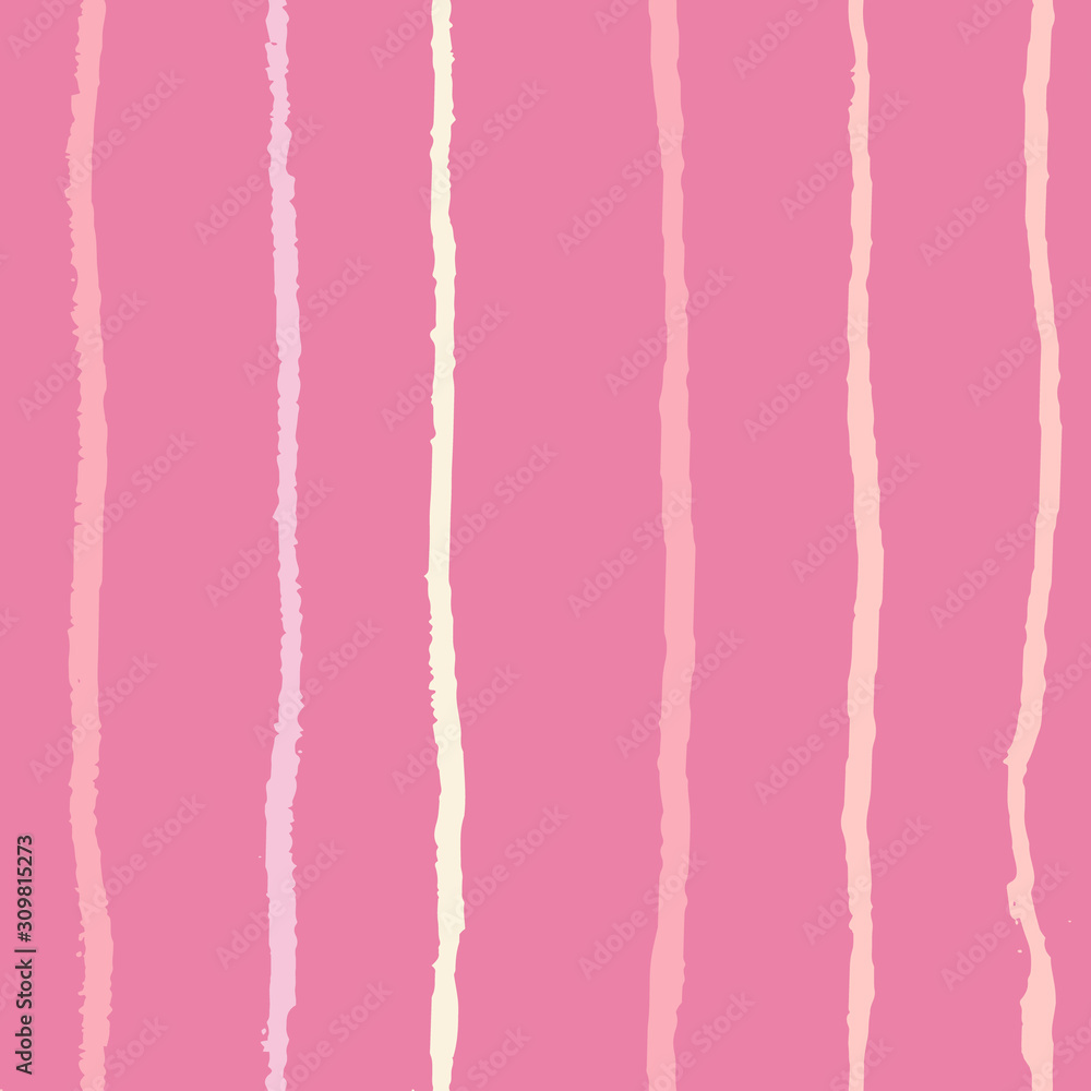 Natural color vertical textured lines on pink trendy seamless pattern background.