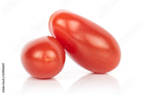 Group of two whole ingredient guacamole tomato isolated on white background