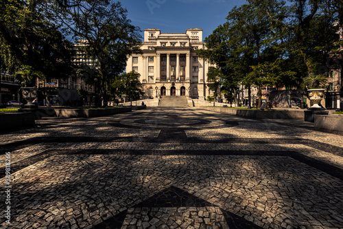 Obraz na płótnie Praça Mauá com edifício da prefeitura da cidade de Santos ao fundo