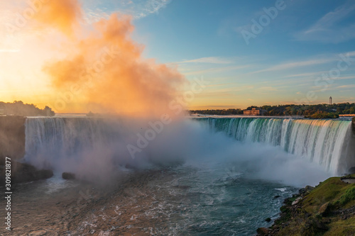 Sunrise at Niagara Falls. View from the Canadian side