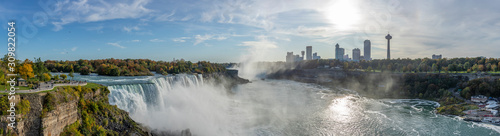View from the Rainbow Bridge to all three Niagara Falls
