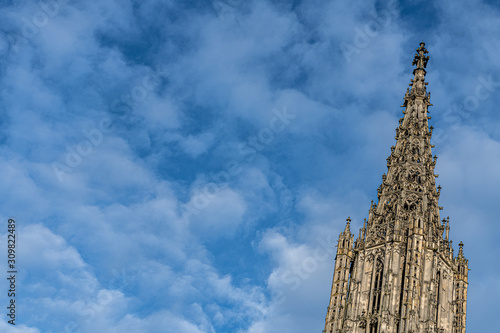 Ulm Cathedral Towers with blue sky
