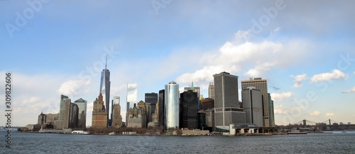 Panorama skyline cityscape Manhattan New-York from water Gudzon © Lunatishe
