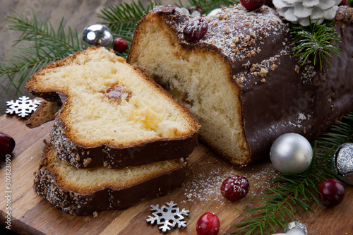 Christmas Chocolate Yule Log Cake photo