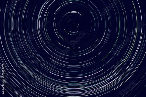 star trails -  light streaks of stars around Polaris in the night sky due to Earth s rotation