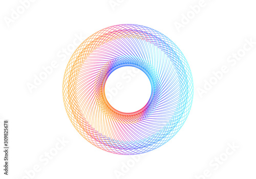 abstract rainbow spirograph on white background