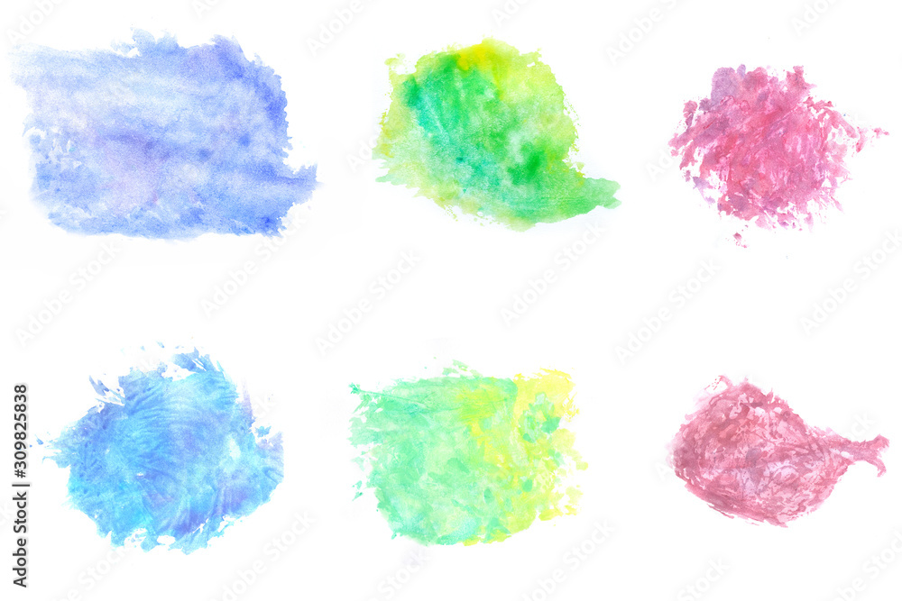 Abstract set of watercolor texture that splash on paper