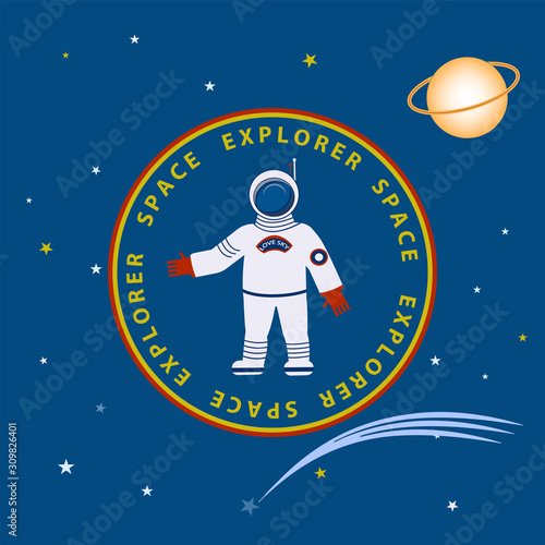 Space explorer. Astronaut, cartoon, stars, - illustration, abstract, art, vector.