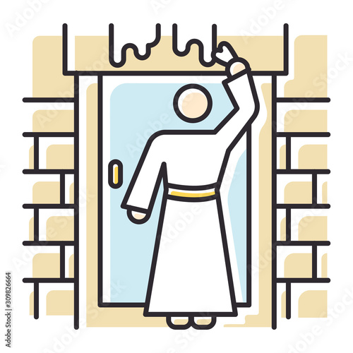 The Passover Bible story color icon. Hebrews slavery. Ancient Egypt ten plagues. Christian religion, holy book scene plot. Exodus book Biblical narrative. Isolated vector illustration
