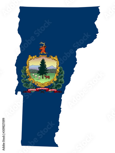U.S. state of Vermont Flag Map Vector illustration Eps 10.