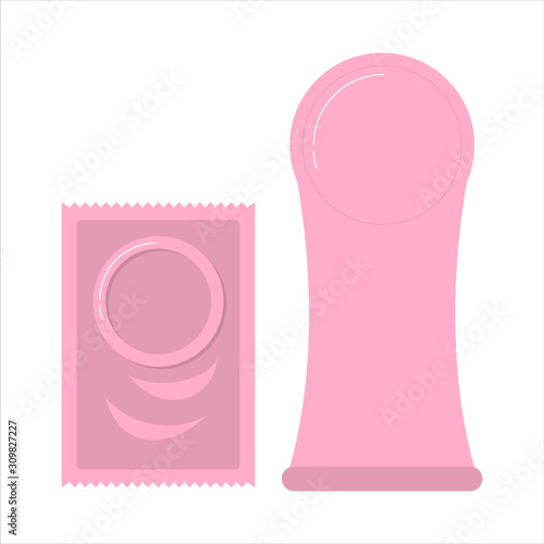 Female condom vector isolated. Safety sex and protection