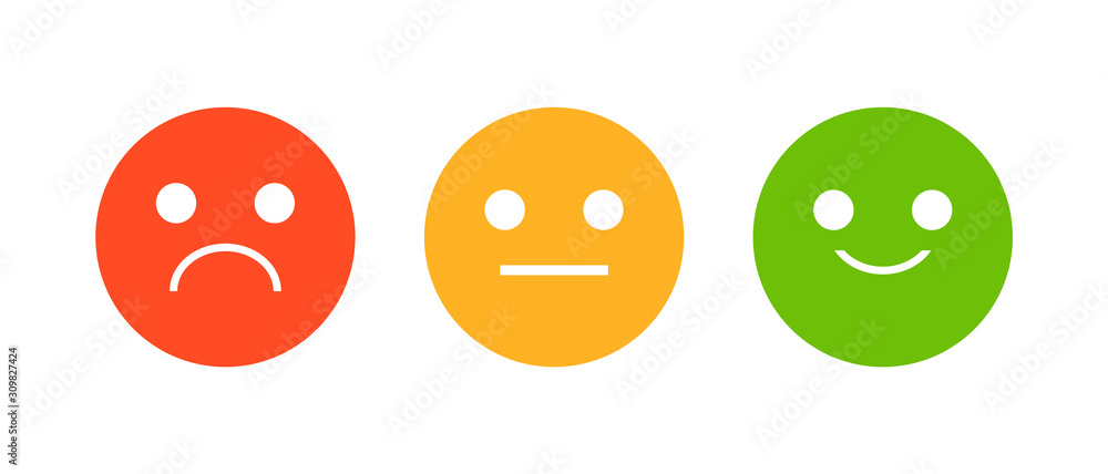 Vecteur Stock Emoji rating system vector isolated. Smiley face icon  collection | Adobe Stock