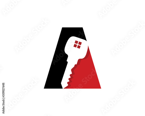 Letter A With Key Logo Vector 001