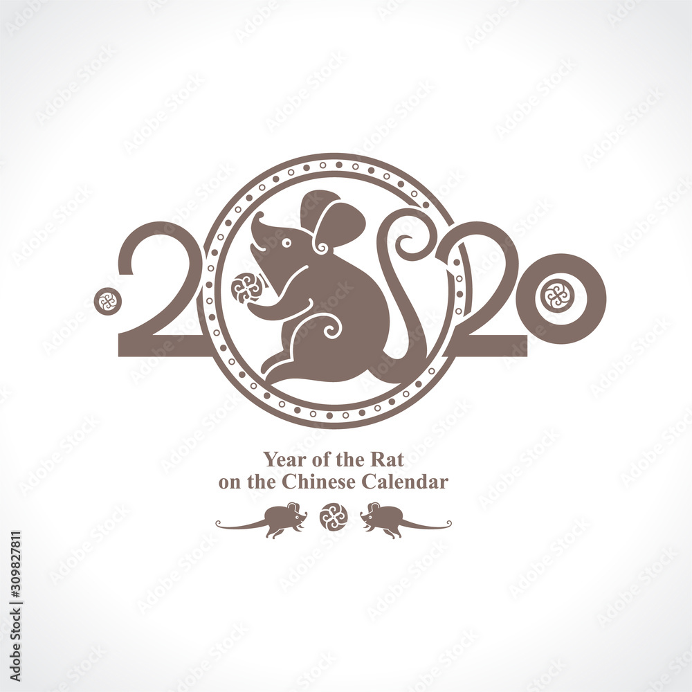 Happy Chinese New Year 2020. Beautiful New Year card with the symbol of the year Golden Rat. Happy Chinese New Year 2020. Beautiful New Year card with the symbol of the year Golden Rat.