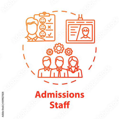 Admission staff concept icon. Employment service. HR management. Selection committee. Headhunting, recruitment idea thin line illustration. Vector isolated outline drawing