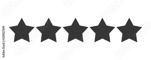 Star rating vector isolated. Black star shape. Quality of service