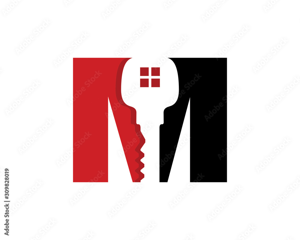 Letter M With Key Logo Vector 001