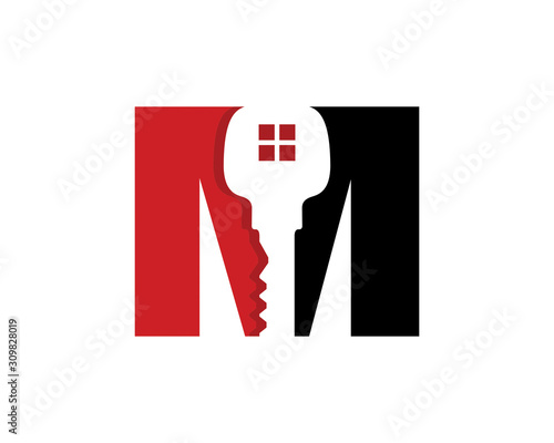 Letter M With Key Logo Vector 001