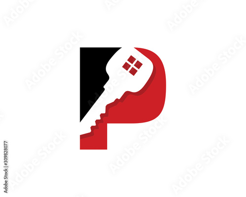 Letter P With Key Logo Vector 001