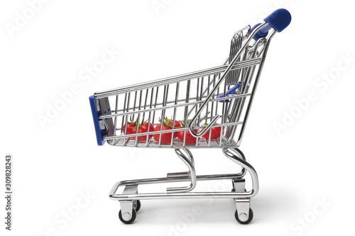 Shopping cart with cherry tomatoes