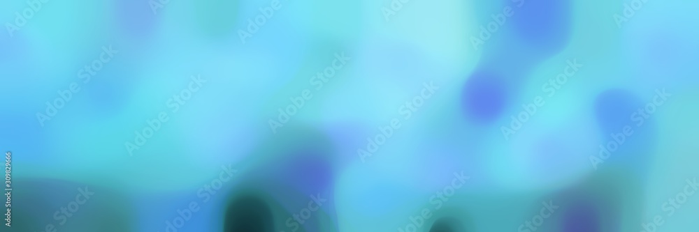 smooth horizontal background bokeh graphic with sky blue, teal blue and steel blue colors and free text space