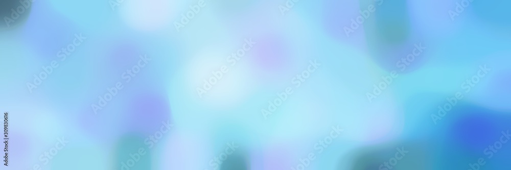 Fototapeta premium blurred bokeh iridescent horizontal background with baby blue, steel blue and lavender blue colors space for text or image
