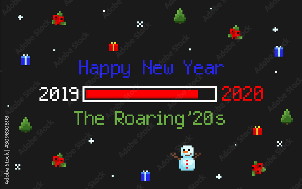 Happy New Year 2020 The roaring '20s Vector Christmas illustration on white background Happy New Year 2020 The roaring '20s Vector Christmas illustration on white background