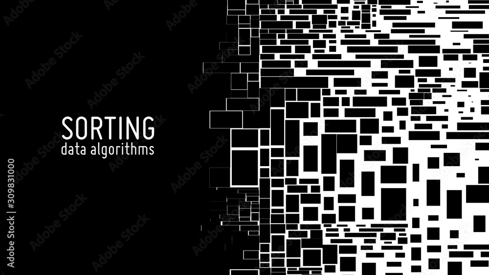 Vector abstract monochrome big data information sorting visualization. Social network, financial database structuration as mosaic chart. Visual complexity clarification. Intricate Mekko graphic Vector abstract monochrome big data information sorting visualization. Social network, financial database structuration as mosaic chart. Visual complexity clarification. Intricate Mekko graphic