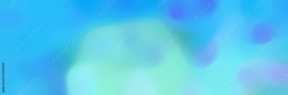 blurred horizontal background bokeh graphic with dodger blue, baby blue and sky blue colors and free text space