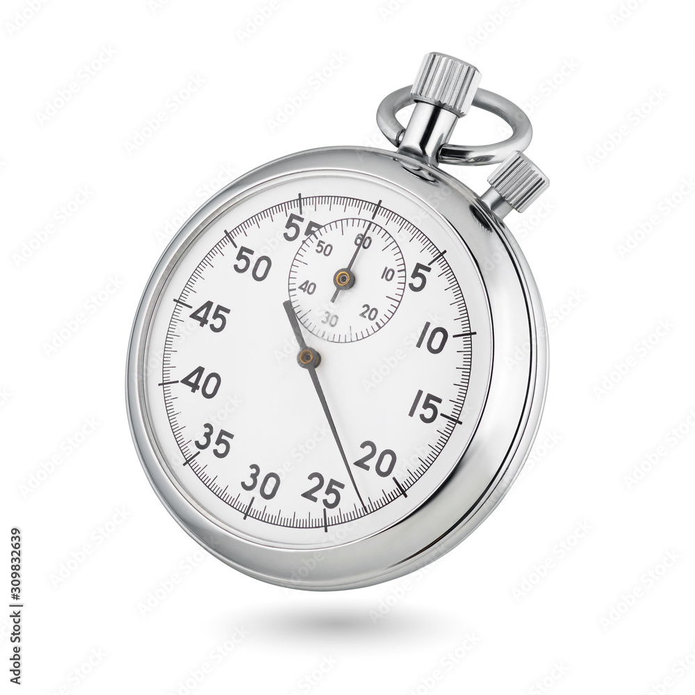 Classic mechanical analog stopwatch isolated on white Classic mechanical analog stopwatch isolated on white