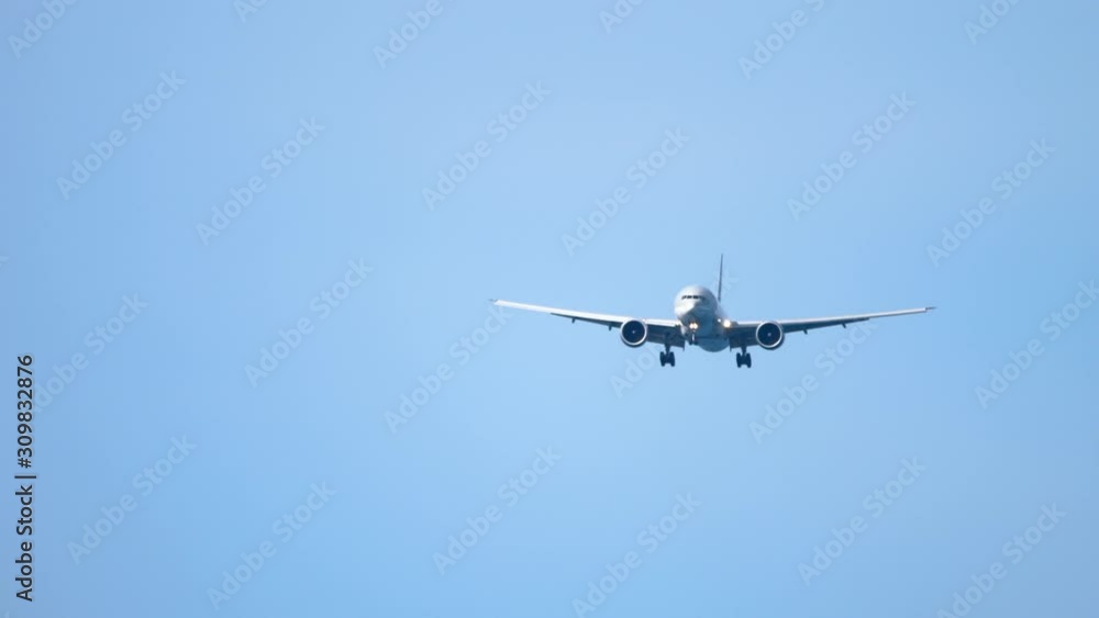 Widebody airplane approaching before landing Widebody airplane approaching before landing