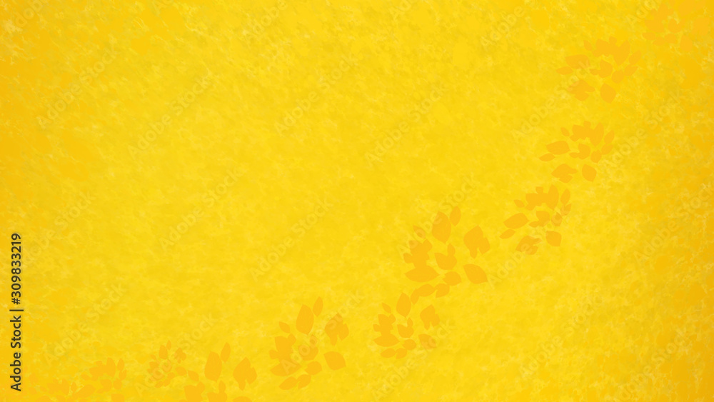 Hintergrund gelbgold, Pastell Farbspritzer, am Rand teils dunkler, mit orangen Blätterband, das an Fußspuren erinnert, luxuriös goldenes zeitloses Design oder einfach nur elegant Gold Hintergrund gelbgold, Pastell Farbspritzer, am Rand teils dunkler, mit orangen Blätterband, das an Fußspuren erinnert, luxuriös goldenes zeitloses Design oder einfach nur elegant Gold
