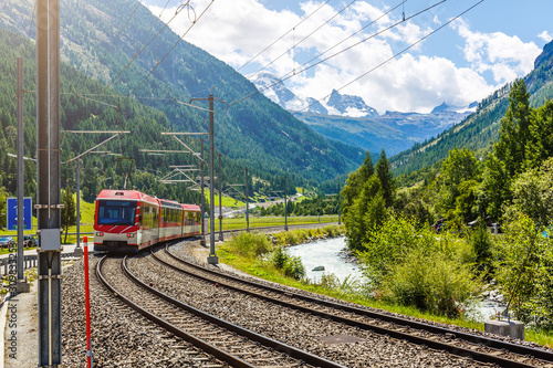 train in the mountains of switzerland