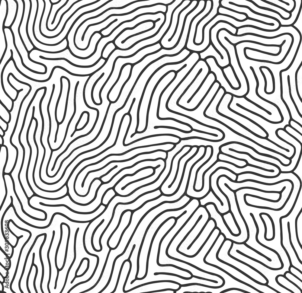 Vector seamless maze pattern. Organic irregular rounded lines. Abstract background.