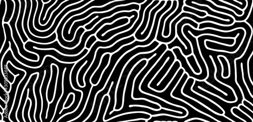 Vector seamless maze pattern. Organic irregular rounded lines. Abstract background.