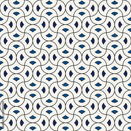 Ogee drop ornament. Maroccan scales mosaic tiles. Scallop motif. Oriental traditional pattern. Arabesque wallpaper