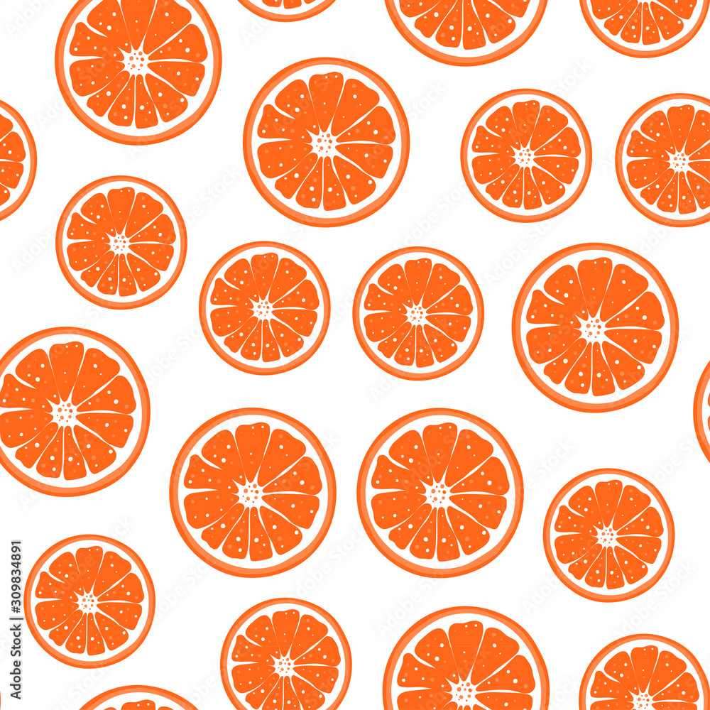 Naklejka Seamless pattern with orange slice