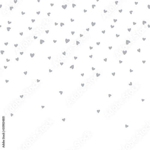 Vector seamless boarder pattern with little hearts. Creative scandinavian childish background for Valentine's Day. Monochrome neutral hearty backdrop for wrapping paper, textile, fabric, card making.