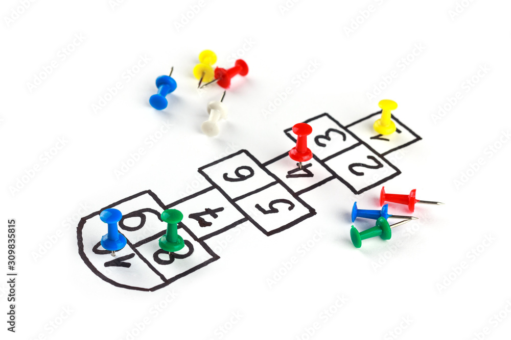 hopscotch game, figures depicting players in the rivalry process hopscotch game, figures depicting players in the rivalry process