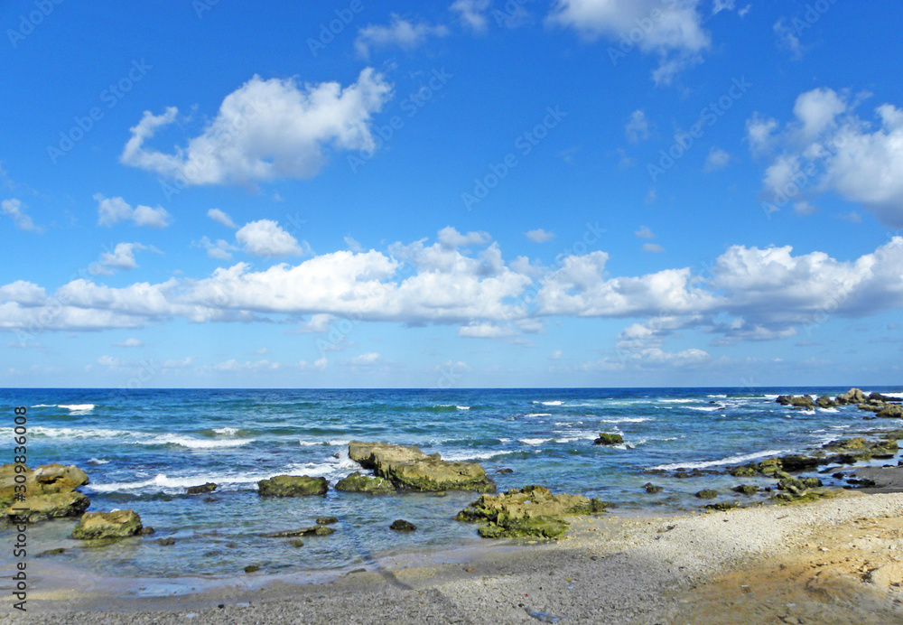  Israeli mediterranean sea shore at low tide