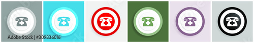 Emergency call icon, phone vector illustrations in 6 colors options for web design and mobile applications in eps 10