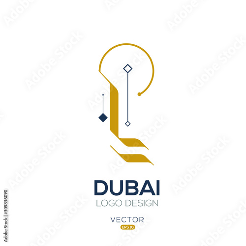 Creative Arabic typography Mean in English (Dubai) , Arabic Calligraphy  