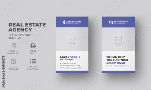 Vertical Business Card Template | Modern Business Card with Blue Color