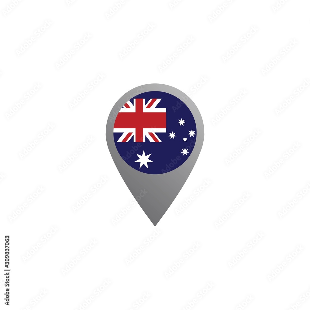 Icon pin illustration, map marker with a stylish Australia country flag in a circle Icon pin illustration, map marker with a stylish Australia country flag in a circle