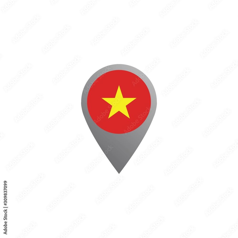 Icon pin illustration, map marker with a stylish Vietnam country flag in a circle Icon pin illustration, map marker with a stylish Vietnam country flag in a circle