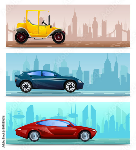 Car Evolution Banners Set