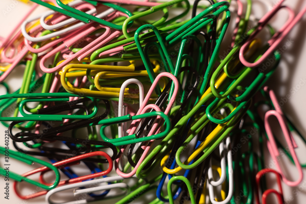 plastic colored paper clips close-up plastic colored paper clips close-up