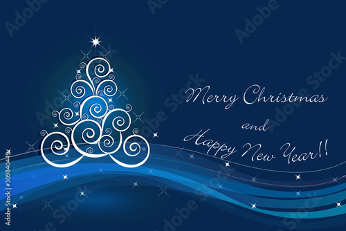 Christmas tree greetings card image vector background